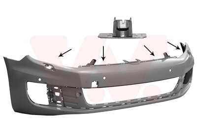 GTI Voorbumper +PDC +Koplampsproeiers Volkswagen Golf 6 BRILJANTSCHWARZ (L041)